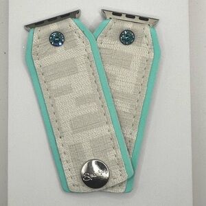 Upcycled‎ White Fendi Monogram Bow Band with Audrey Blue Lining by Sparklbands